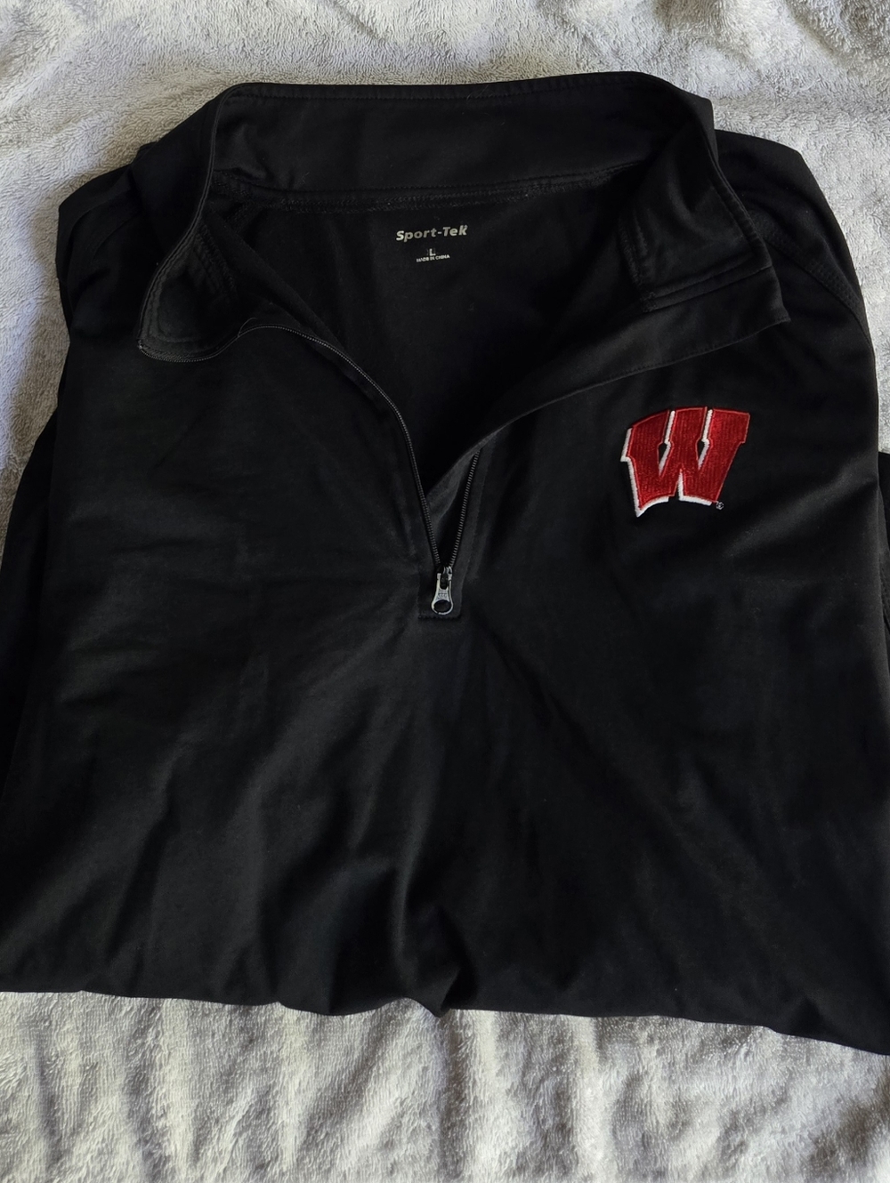 Sport-Tek Black 1/4 Zip Pullover with Red W Patch